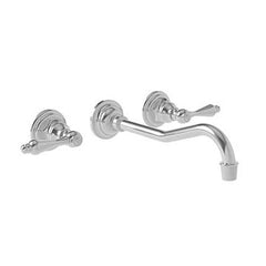 Newport Brass 3-944L/034 Lavatory Faucet Chesterfield Wall Mount 8 Inch Spread 2 Lever ADA WaterSense Aged Brass 1.2 Gallons Per Minute Brass Less Drain Spout Reach 9-3/4 Inch | Midwest Supply Us