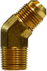 10453 | 3/8 X 3/8 (M FLARE X MIP 45 ELB), Brass Fittings, SAE 45 Deg Flare, 45 Degree Elbow | Midland Metal Mfg.