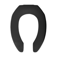 Church Seats 295CT-047 Toilet Seat Elongated Open Front Less Cover Plastic Black for Commercial Toilet Check Hinges | Midwest Supply Us