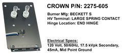 Crown Engineering 2275-605 BECKETT TRASFORMER S IGNITOR | Midwest Supply Us