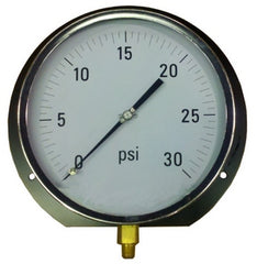 Crown Engineering 41464 PSI GAUGE 0-30 PSI 8.5" FACE, 1/4, BTM | Midwest Supply Us