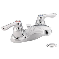 Moen 8917 Lavatory Faucet M-Bition Centerset 4 Inch Spread 2 Lever ADA Chrome 1.2 Gallons per Minute Low Arc Metal Pop-Up Assembly | Midwest Supply Us