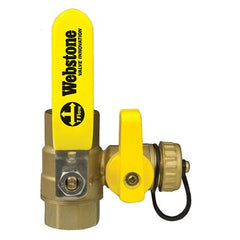 Webstone 40615 Ball Valve Pro-Pal Brass 1-1/4" Iron Pipe Size with Drain PTFE Full Port Reversible Handle | Midwest Supply Us