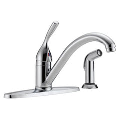 Delta 400-DST Kitchen Faucet Includes Sprayer 8 Inch Spread 1 Lever ADA Chrome Swivel 180 Degree | Midwest Supply Us