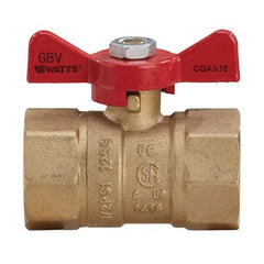 Watts 102-605 Ball Valve T-2005C Gas 1 Inch Female NPT Brass 175PSI Yellow Tee 2 Piece PTFE 102-605 | Midwest Supply Us