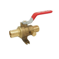 Red White Valve 5009ABDF-3/4" Ball Valve Lead Free Forged Brass 3/4 Inch PEX Barb End 2 Piece with Waste Drain Drop Ear | Midwest Supply Us