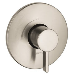 Hansgrohe 4233820 Pressure Balance Valve Trim Ecostat S Round 1 Lever Brushed Nickel ADA 5.5 Gallons per Minute | Midwest Supply Us
