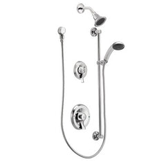 Moen 8342EP15 Shower System Commercial Posi-Temp 1 Function with Handshower & Slide Bar 2 Lever Chrome ADA 1.5 Gallons per Minute | Midwest Supply Us