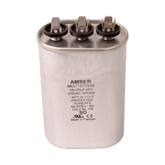 DiversiTech 3GJ1520 Motor run capacitor, 370V, oval, 20+15µF | Midwest Supply Us