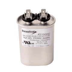 DiversiTech 45100HU Motor Run Capacitor, Oval, 10MFD, 370v /440v | Midwest Supply Us