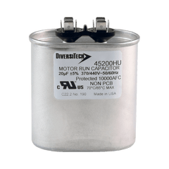 DiversiTech 45200HU Motor Run Capacitor, Oval, 20MFD, 370v /440v  | Midwest Supply Us