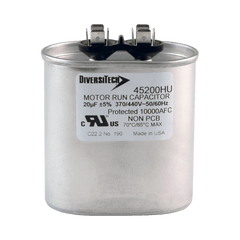 DiversiTech 45200HU Motor Run Capacitor, Oval, 20MFD, 370v /440v | Midwest Supply Us