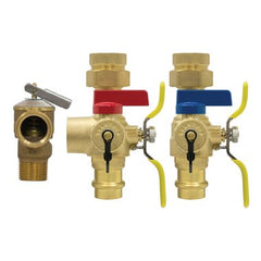 Webstone H-84444WPR Tankless Valve Kit E2 with Pressure Relief Valve Lead Free 1 Inch IPS Union x IPS High-Flow Hose Drain/Pressure Relief Valve Outlet/Adjustable Packing Gland | Midwest Supply Us