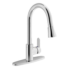 Symmons S-6710-PD-DPý-1.5 Kitchen Faucet Identity Pull Down 1 Lever ADA Polished Chrome 1.5 Gallons per Minute 2 Function Pull Down Spray High Arc Swivel Includes Deck Plate for 3 Hole Installations | Midwest Supply Us