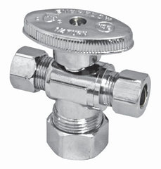 Everflow 86312PR-NL 1/2" SWT X 3/8" COMP X 3/8" COMP Quarter Turn Dual Outlet Supply Stop Lead Free | Midwest Supply Us