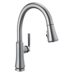 Delta 9179-ARý-DST Kitchen Faucet Coranto 1 Lever ADA Arctic Stainless High Arc Gooseneck Pull Down Swivel 360 Degree 1.8 Gallons per Minute | Midwest Supply Us