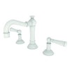 2470/52 | Lavatory Faucet Jacobean Widespread 8 to 20 Inch Spread 2 Lever ADA Matte White 1.2 Gallons per Minute Brass Spout Height 4-3/16 Inch | Newport Brass