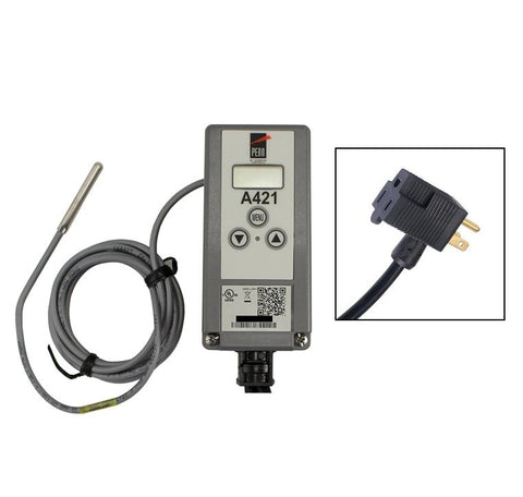 Johnson Controls A421ABJ-02C Single Stage Temp Controller with Sensor, Duty-Cycle Timer, 120/240VAC, NEMA1, 6' 7" lead, -40 to 212F, HTG/CLG | Midwest Supply Us