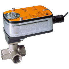 Belimo B315L+LF24-MFT-S US Ball Valve | 0.5" | 3 Way | 6.4 Cv | w/ Spg Rtn | 24V | MFT | SW | Midwest Supply Us