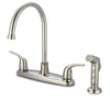 BHN-G11S | Baldor Hanford Two Handle Kitchen Faucet High Arc Stainless Steel W/ Side Spray | Everflow
