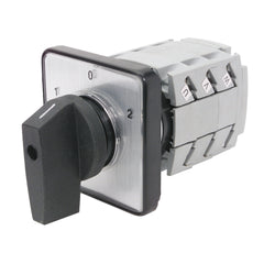 C3 Controls CS51211-G25-L22LBBB61 CS51211-G25-L22LBBB61 - BTO Motor Reversing Switch, 3 Pole, 25A, IP20 Terminals, 22.5mm Installation, 48mm x 48mm Front Plate, Lever Knob, Black/Black, 1-0-2 (60) | Midwest Supply Us
