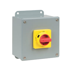 C3 Controls EDS2-360-CS-MRY-A11 EDS2-360-CS-MRY-A11 - IEC Enclosed Disconnect Switch, 3 Pole, 60A, Carbon Steel Enclosure - Type 12 and 13, Red/Yellow Round Operating Handle, 1 NOEM + 1 NC Aux. | Midwest Supply Us
