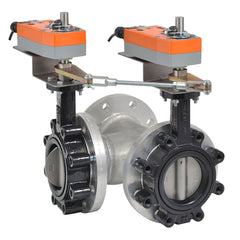 Belimo F765HD+2*AFX24-MFT-X1 Butterfly Valve | 2.5" | 3 Way | 196Cv | w/ Spring Return | 24V | MFT | Midwest Supply Us