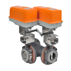 Belimo F7100-300SHP+2*GMCX24-3-T-X1 N4 Butterfly Valve | 4" | 3 Way | 435 Cv | w/ Non-Spring | 24V | Floating | NEMA 4 | Midwest Supply Us