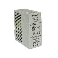 C3 Controls IPS1-120-24 IPS1-120-24, Series IPS, 120W, 24V/5A DIN rail mounted Power Supply, UL Listed | Midwest Supply Us