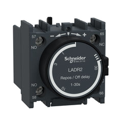 Square D LADR2 TeSys D Time Delay Auxiliary Contact Block, 1 NO + 1 NC, Screw Clamp Terminals, 690V AC 25-400 Hz | Midwest Supply Us