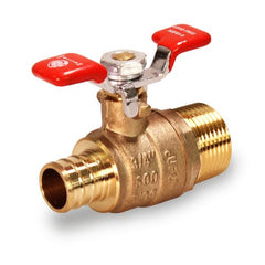Everflow PMBV-012-NL 1/2" F1807 PEX X 1/2" MIP Full Port Ball Valve with "T" Handle Lead Free | Midwest Supply Us