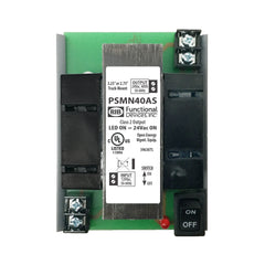 Functional Devices PSMN40AS Power supply, 120Vac to 24Vac, 40VA, W/SW, w/MT212-4, fits 2.75 or 3.25in Track | Midwest Supply Us