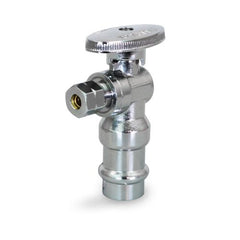 Everflow P-81214PR-NL 1/2 PRESS X 1/4 OD COMP 1/4 TURN ANGLE STOP BOXED LEAD FREE | Midwest Supply Us