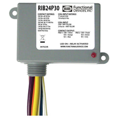 Functional Devices RIB24P30 Enclosed Relay 30Amp DPDT 24Vac/dc | Midwest Supply Us