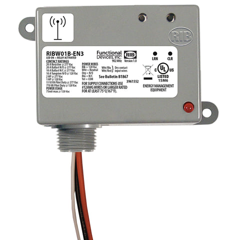 Functional Devices RIBW01B-EN3 EnOcean 902 Mhz Enclosed Relay 20Amp 120Vac 2-Way Wireless Dry-Cont. Input | Midwest Supply Us