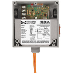 Functional Devices RIBXLSA Enclosed Internal AC Sensor Adjustable +10Amp SPST 10-30Vac/dc Relay + Override | Midwest Supply Us