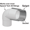 S0303-15 | 1-1/2 PVC EXTENDER FIT SPG X SOCKET O.D. | (PG:894) Spears