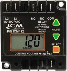 ICM ICM492C-LF Digital single-phase Line voltage monitor; fully Programmble with 5-fault memory; Protects against under/over Voltage rapid short cycling; 95-280 Vac (18-240 control Vac) Replaces ICM492C ICM491C-LF | Midwest Supply Us