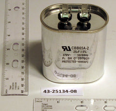 RHEEM 43-100496-49 Capacitor - 25/370 Single Oval Replaces 43-25134-08 | Midwest Supply Us