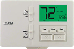 LUXPRO THERMOSTATS P711-010 24v/Millivolt Dual Powered Digital Programmable / Non Programmable Conventional / Heat Pump Single Stage Horizontal Mount Thermostat With Temp Limits 1H-1C 45-90F Replaces P711 | Midwest Supply Us