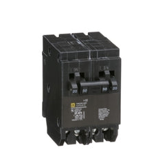 Square D HOMT2020250 Tandem mini circuit breaker, Homeline, 2 x 1 pole at 20A, 1 x 2 pole at 50A, 120/240 VAC, 10 kA AIR, plug in mount | Midwest Supply Us