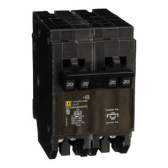 Square D HOMT220220 Quad tandem mini circuit breaker, Homeline, 2 x 2 pole at 20A, 120/240 VAC, 10 kA AIR, plug in mount | Midwest Supply Us