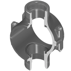 Spears 869V-624SR 10X4 PVC CLAMP SADDLL DOUBLE OUTLET REINFORCED FEMALE THREAD FKM ZN | Midwest Supply Us