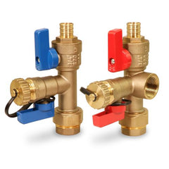 Everflow FTGV-ISO1-P-KIT-LF 1" PEX Hot & Cold Tankless Water Heater Isolation Valve with Pressure Relief Valve Lead Free | Midwest Supply Us