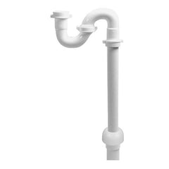 Everflow P12916AT Flexcraft 1-1/2" S-Trap W/ Marvel Connect & Rubber TPR Washer W/ Box Escutcheon White Tubular PVC | Midwest Supply Us