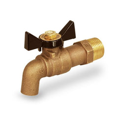 Everflow 46124-NL EVERFLOW 1/2" MIP/SWT X 1/2 PLAIN END QUARTER TURN HOSE BIB (BUTTERFLY HANDLE) LEAD FREE | Midwest Supply Us