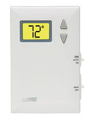 LUXPRO THERMOSTATS PSD010BF-010 24v/Millivolt Battery Powered Digital Heat Only Vertical Mount Thermostat With Large Display & Fan Switch 45-90F Replaces PSD158 PSD010BF  | Midwest Supply Us