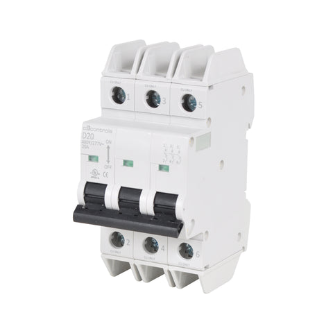 C3 Controls 1100-CB3D2U20 1100-CB3D2U20 - MCB183, Miniature Circuit Breaker, 3 Pole, 20A, Trip Curve D, UL 489, IEC 60947-2, IEC 60898  | Midwest Supply Us