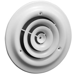 Hart & Cooley 16-6W Ceiling Diffuser Step Down Round Ring 6 Inch Bright White Steel  | Midwest Supply Us