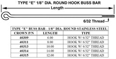 Crown Engineering 40313 TYPE E BUSS BAR 10"  | Midwest Supply Us